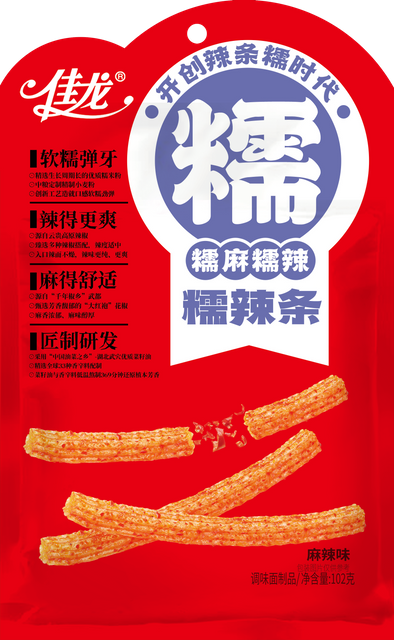 102 g chinesischer Snack mit klebrigen, würzigen Streifen und Mala-Geschmack